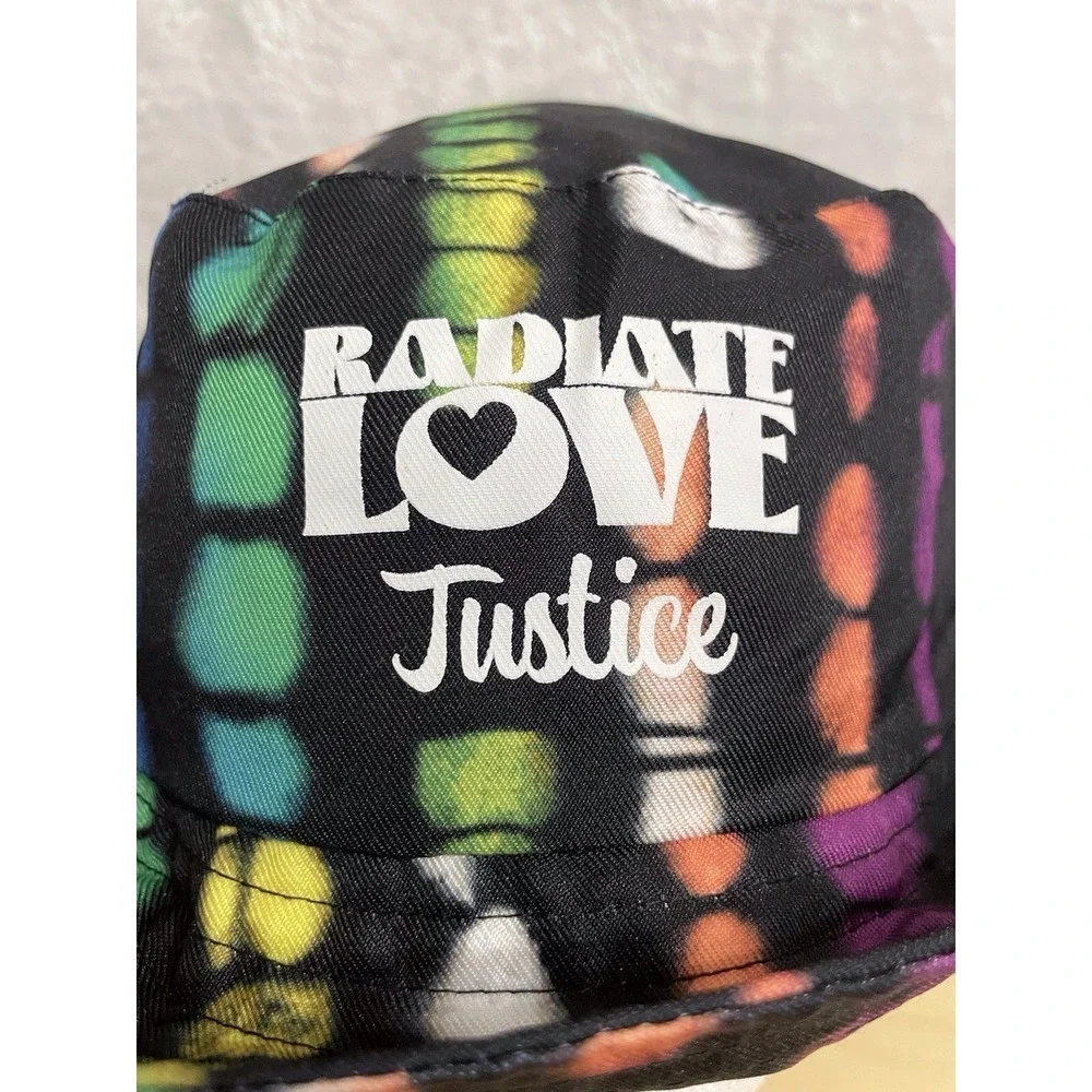 Justice Girls Rainbow Tie Dye Radiate Love Bucket Hat Black‎ Multi